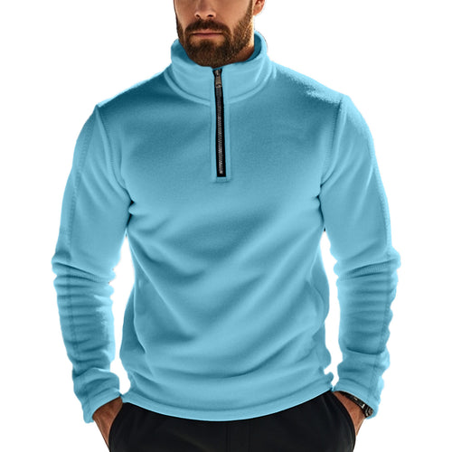 Men's Fleece Half-Zip Pullover with High Collar Comfortable Amarae