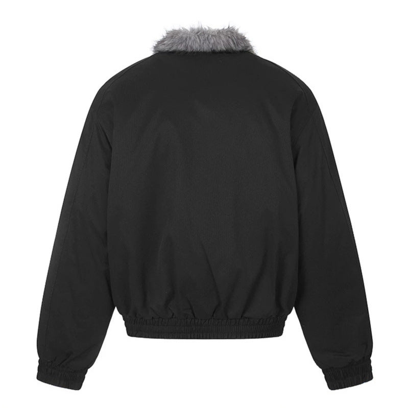 Women’s cropped bomber jacket with faux fur collar and elastic waistband Amarae