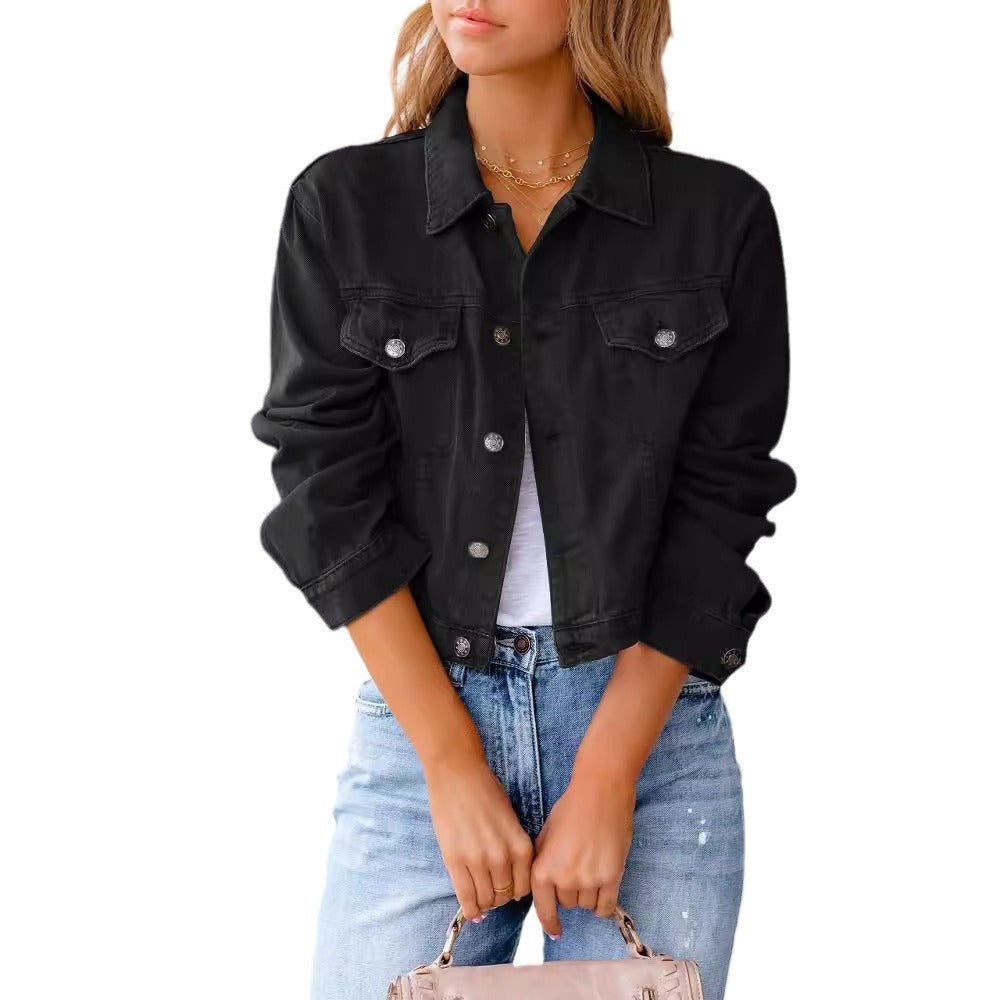 Veste en denim courte pour femmes avec coupe à la mode Chic & Stil