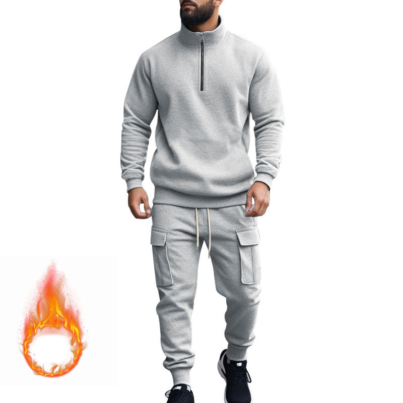 Men's fleece sports set with functional zipper and cargo pants Lune London