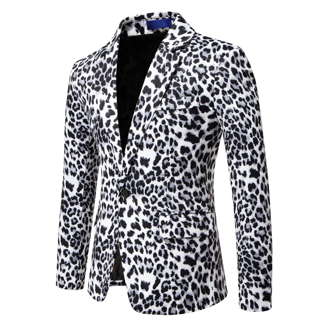 Elegant men's suit blazer with a striking leopard pattern Lune London