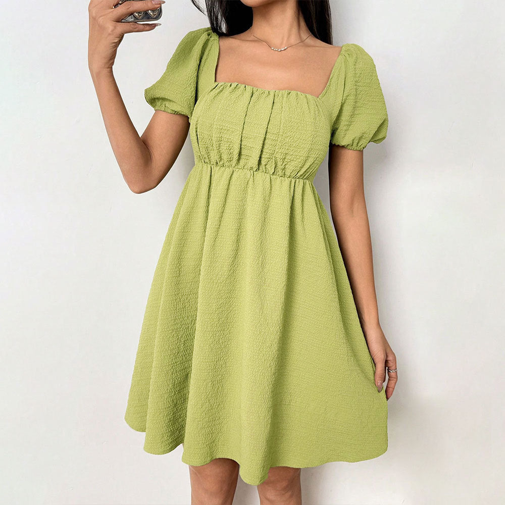 Robe d'été femme à épaules dénudées avec manches bouffantes et fente latérale Chic & Stil