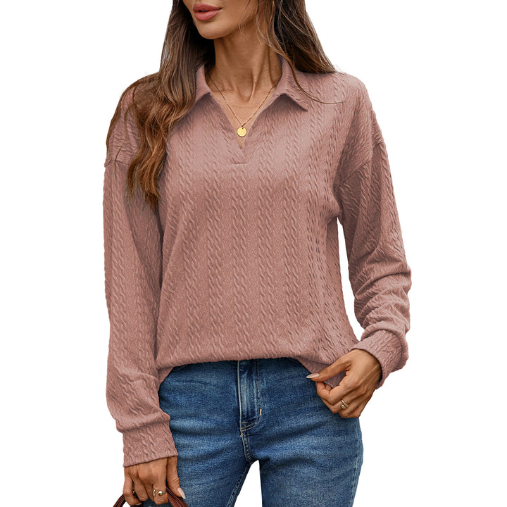 Long sleeve polo shirt for women with structured knitted surface Lune London