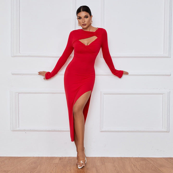 Chic Cut-Out Long Sleeve Maxi Dress for Women