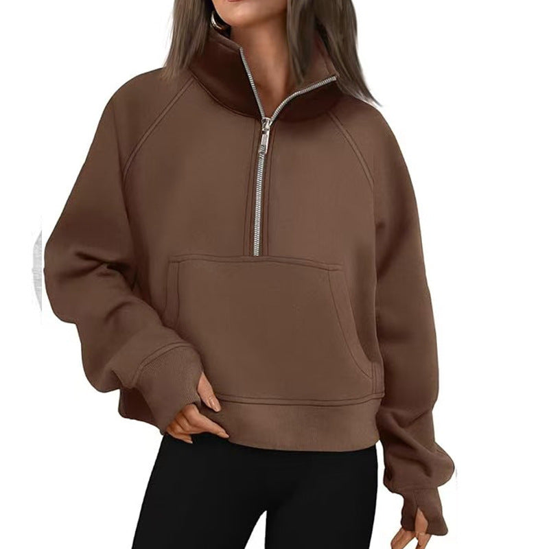 Women's Sporty Hoodie with High Collar Lune London