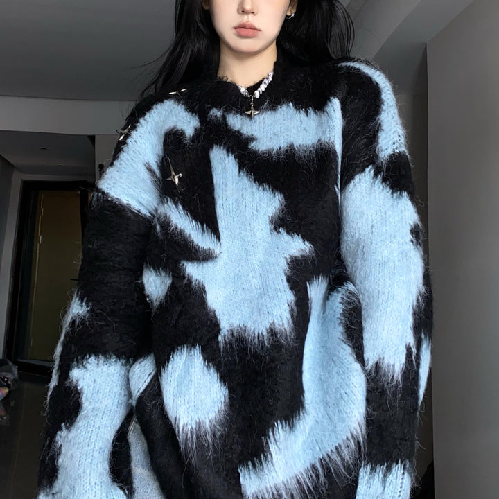 Pull tricoté surdimensionné pour femmes avec motif moderne et coupe décontractée Chic & Stil