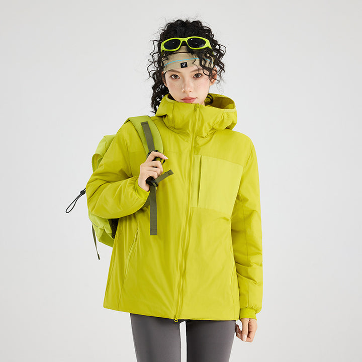 Women's Insulated Outdoor Quilted Jacket with Hood, Chest Yoke and Elastic Cuffs Amarae