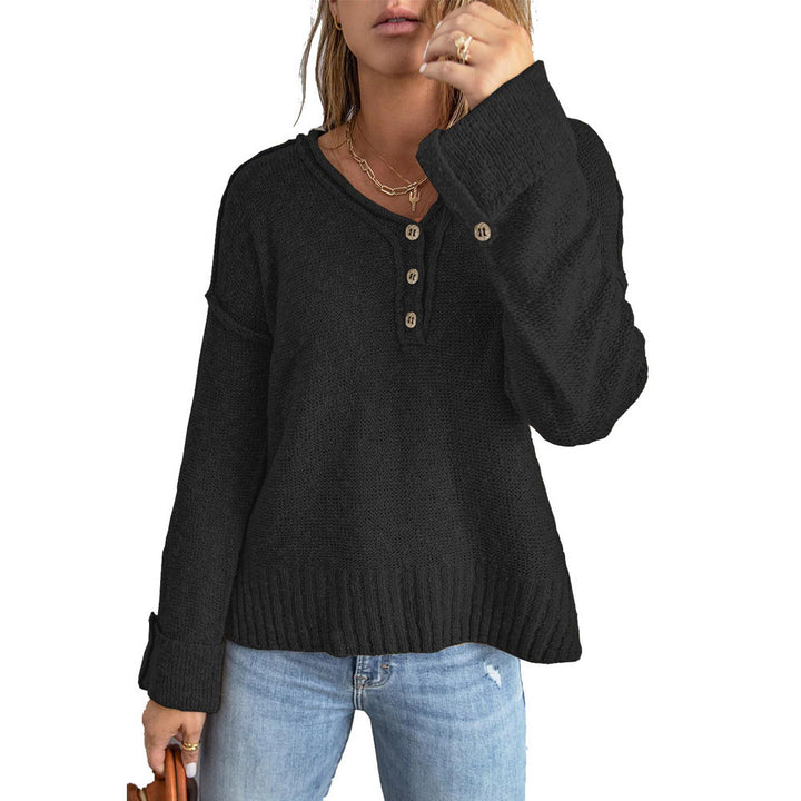 Casual knit pullover for women with button details and dropped shoulders Lune London