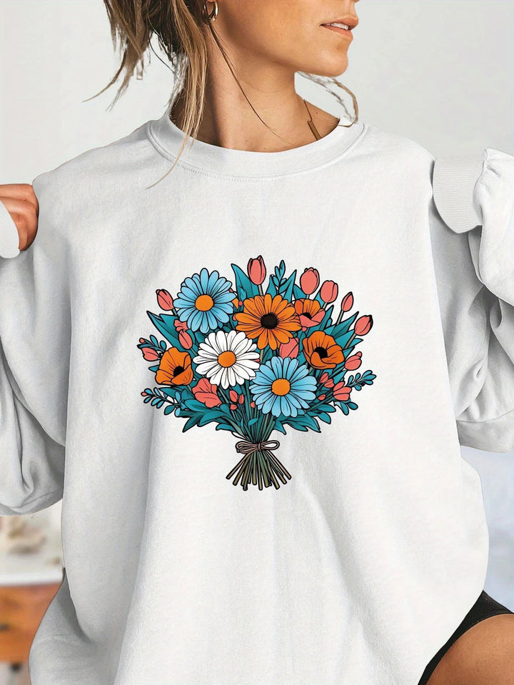 Sweatshirt surdimensionné pour femmes avec détails graphiques floraux Chic & Stil