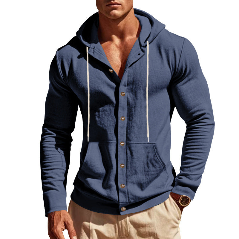 Men's hooded shirt with button placket and practical pockets Chic and style