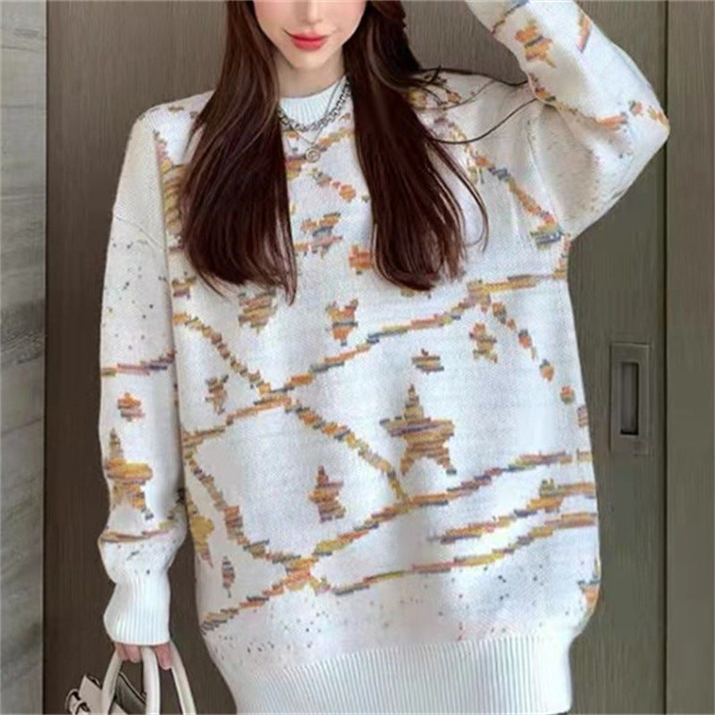 Pull en tricot épais à motifs pour femme avec coupe décontractée Chic & Stil