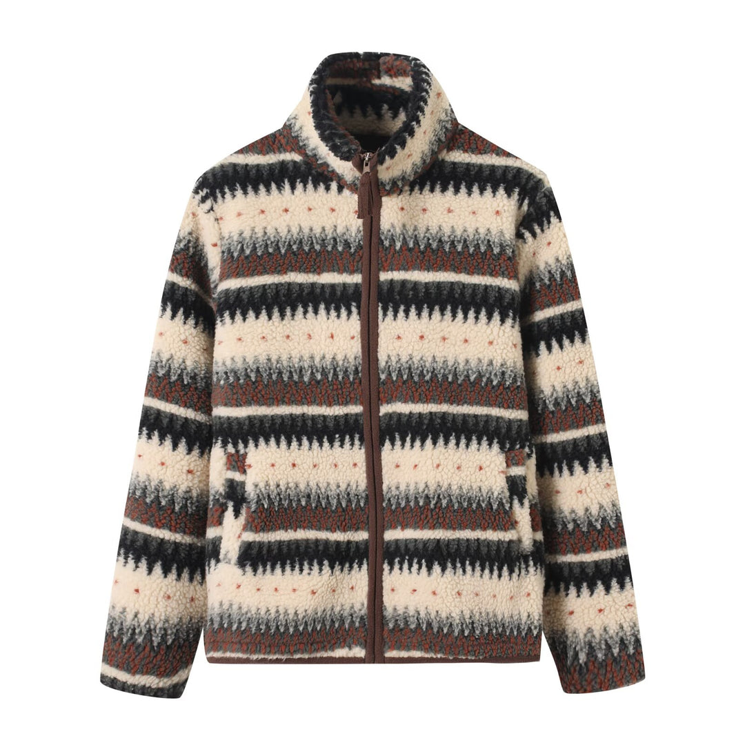 Veste en polaire pour femmes avec col haut et motif tendance Chic & Stil