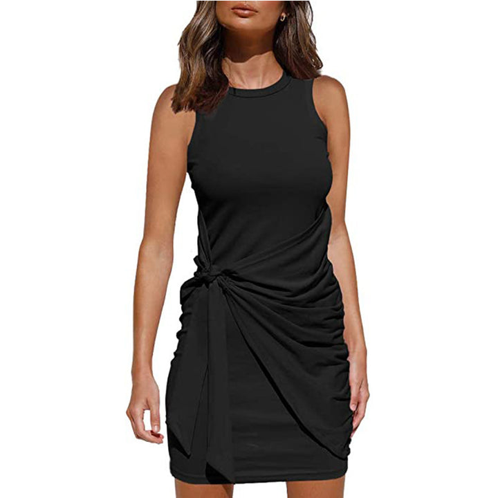 Chic and Stylish Draped Twisted Sleeveless Mini Dress