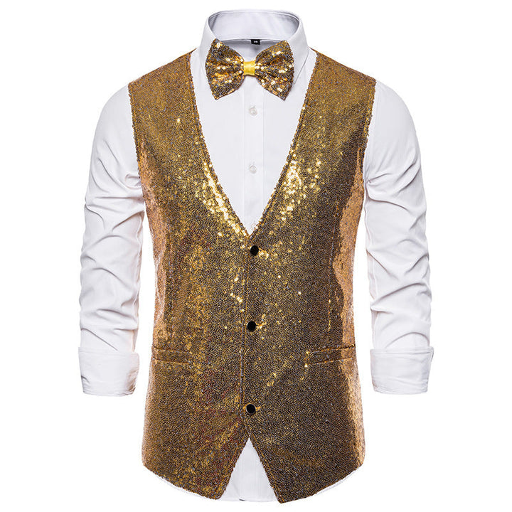 Men's Sparkling Festive Vest with Matching Bow Tie Amarae