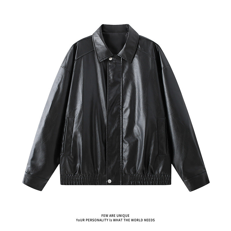 Elegant faux leather jacket for men with elastic waist Amarae