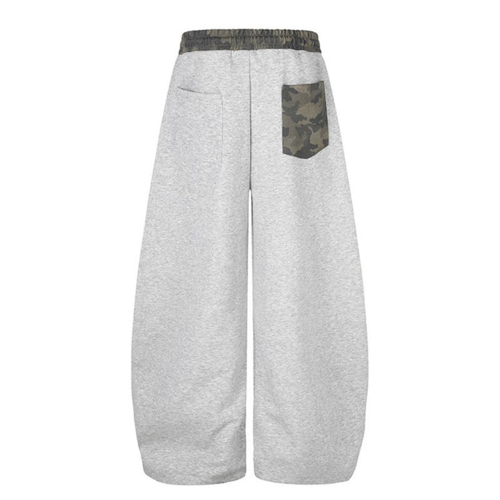 Women's Extra Wide Culotte Sweatpants with Camouflage Waistband and Star Patch Amarae