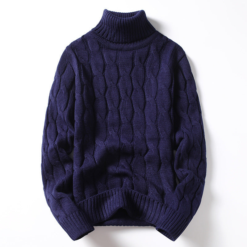 Men's Knit Sweater with Turtleneck and Cable Pattern Lune London
