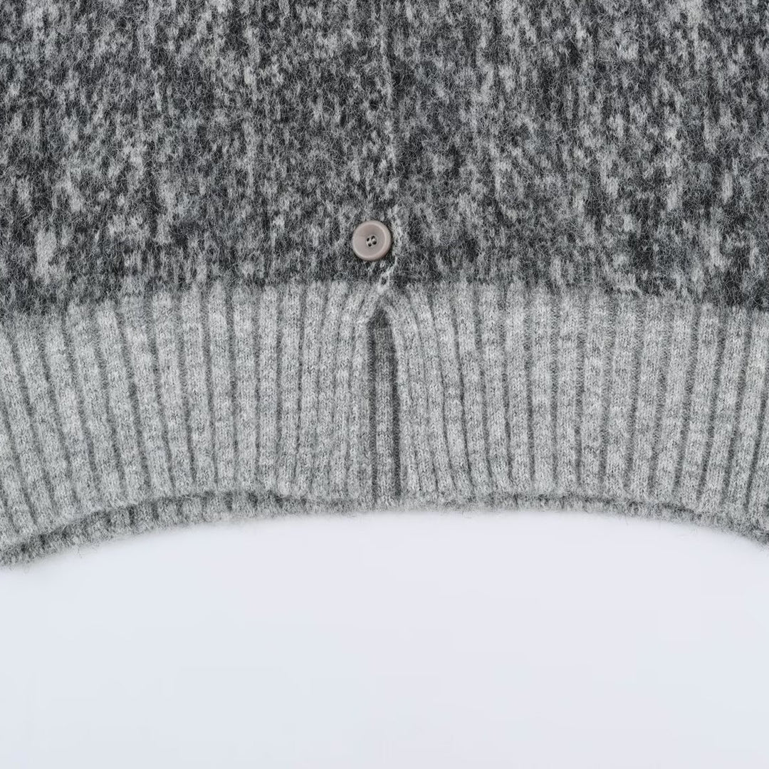 Women Oversized Cardigan made of plush material with high ribbed collar and button placket Amarae