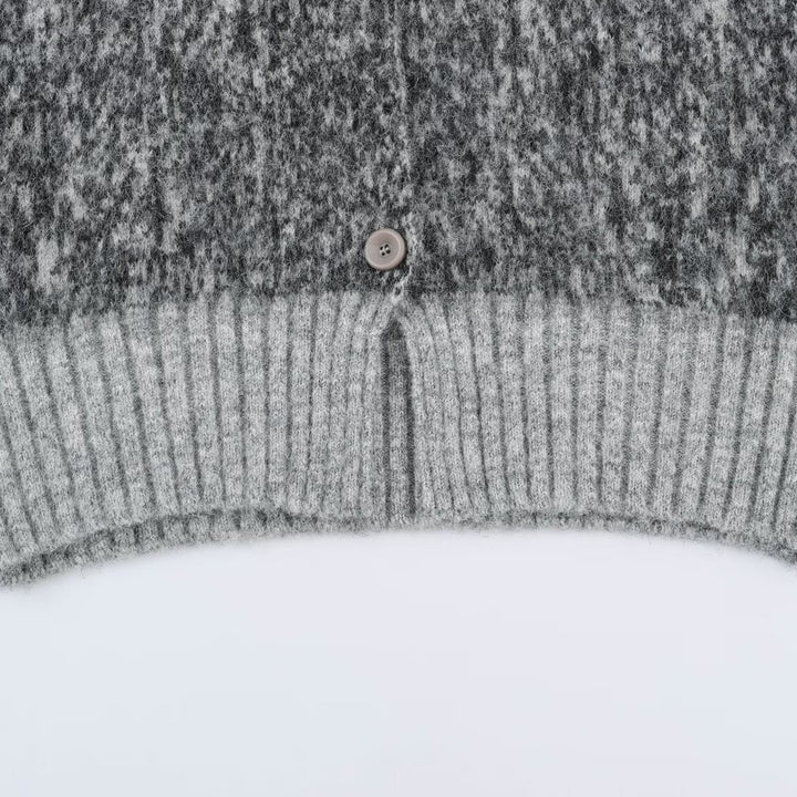 Women Oversized Cardigan made of plush material with high ribbed collar and button placket Amarae