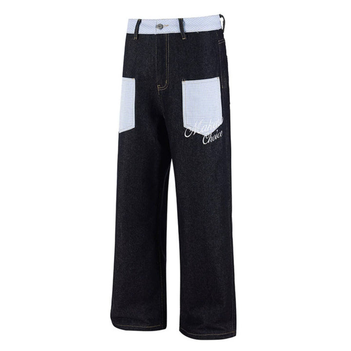 Women's wide denim culottes with checkered pattern pockets and high waist Amarae