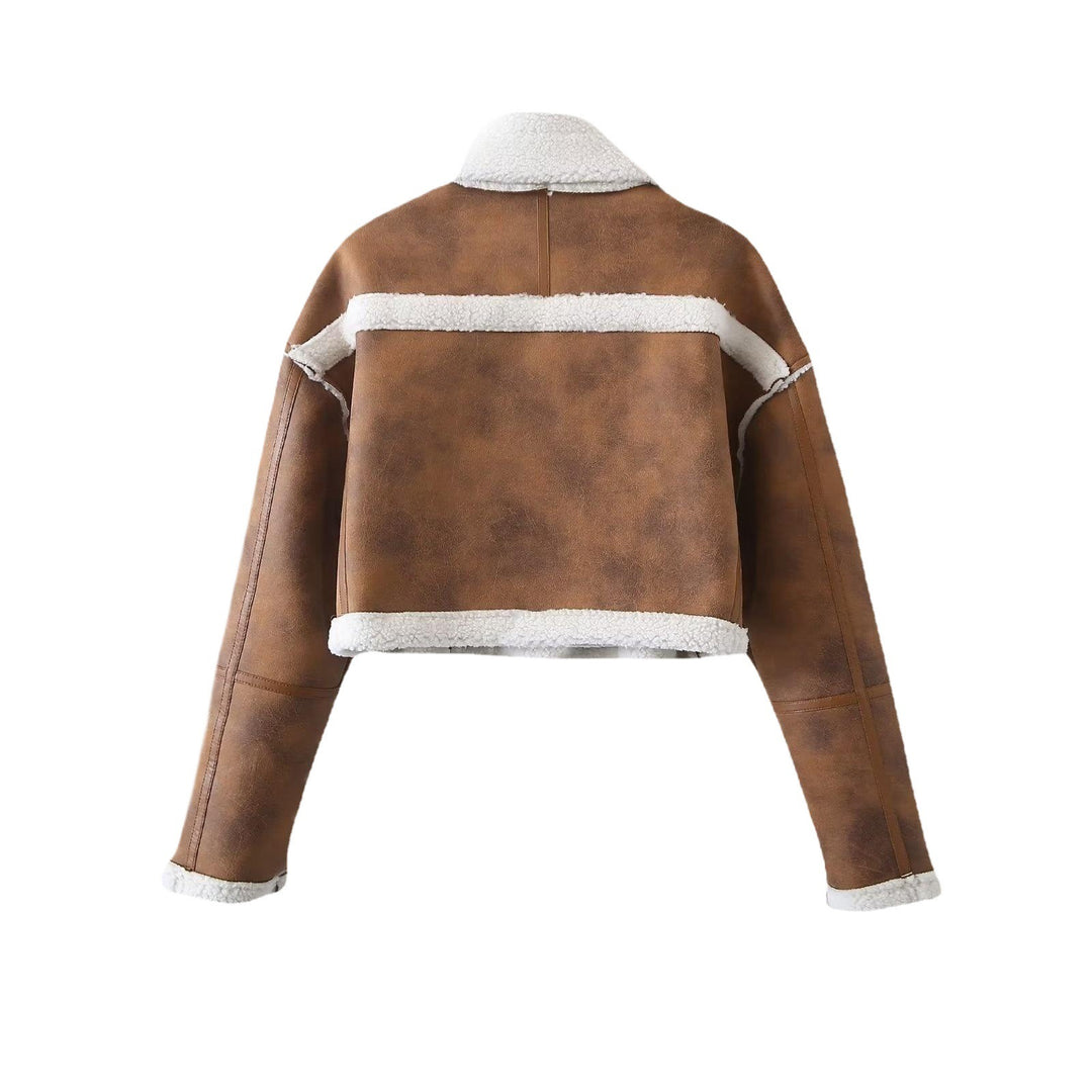 Women's cropped sheepskin jacket with trendy cut and original pockets Lune London