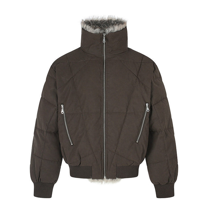 Women's quilted bomber jacket with faux fur trim, high stand-up collar and diagonal zip pockets Amarae