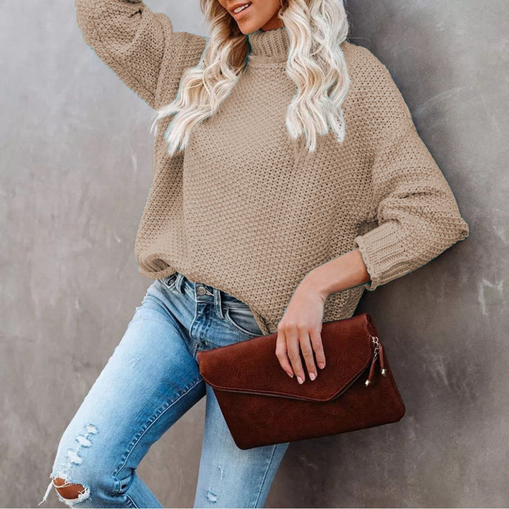 Pull en tricot épais pour femme avec col roulé et coupe décontractée Chic & Stil