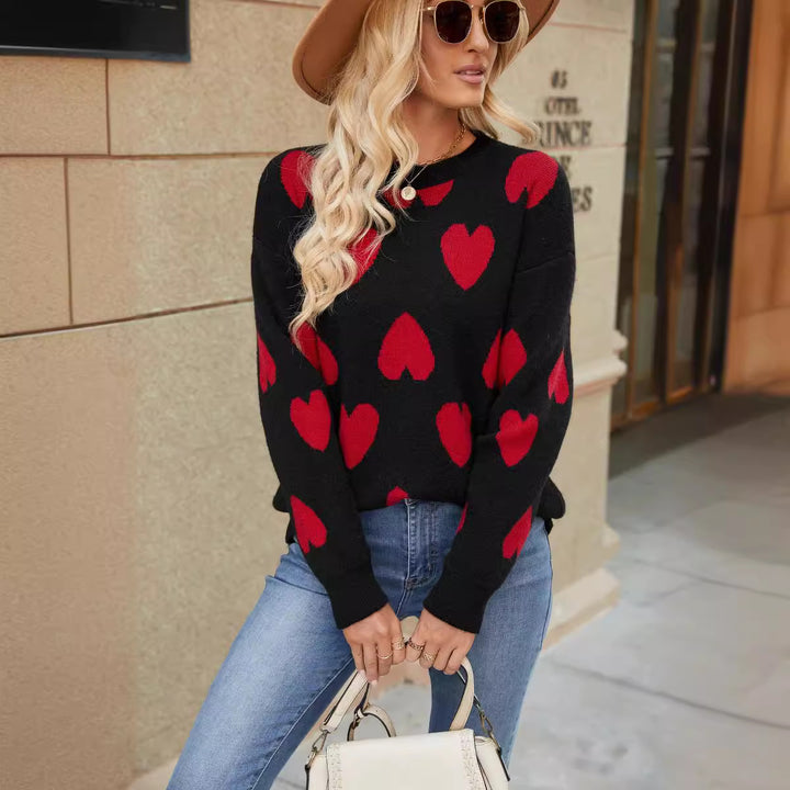 Pull pour femmes avec motif cœur et coupe décontractée Chic & Stil