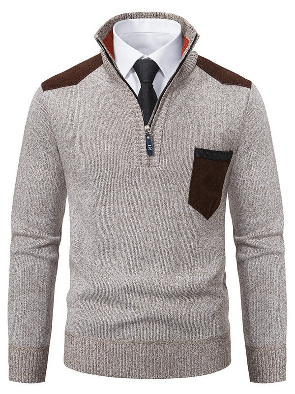 Fashionable men's pullover with short zipper and elegant details Lune London