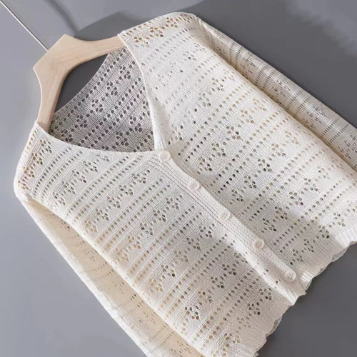 Women cardigan with delicate lace pattern and button details Amarae