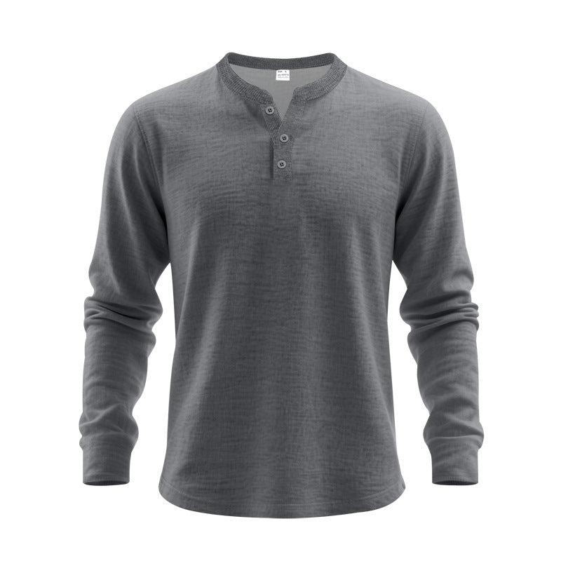 Men's long sleeve T-shirt with button placket and round neck Lune London