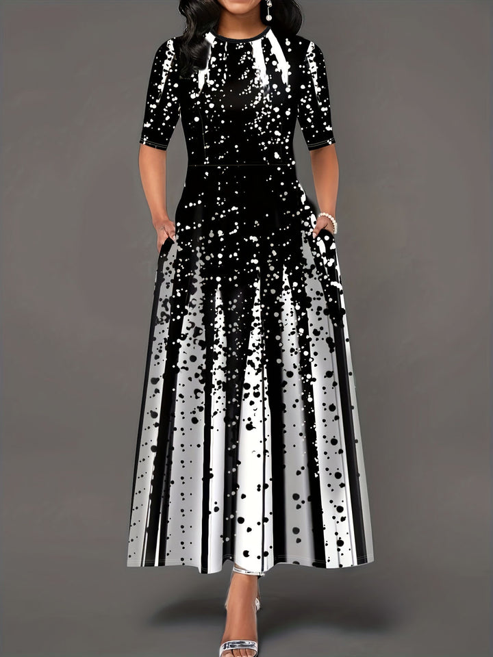 Women Elegant Maxi Dress with an eye-catching pattern and practical pockets Lune London