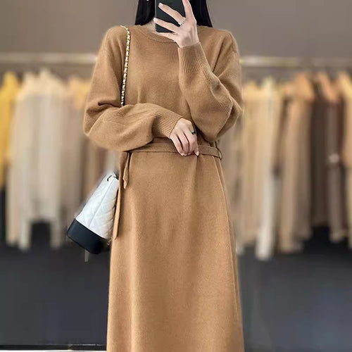 Knit dress for women with tie detail and soft material Amarae