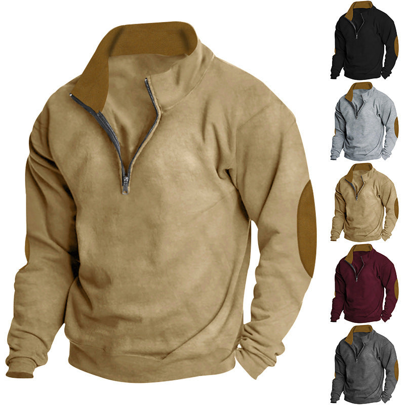 Modern men's sweatshirt with half-zip and textured design Amarae
