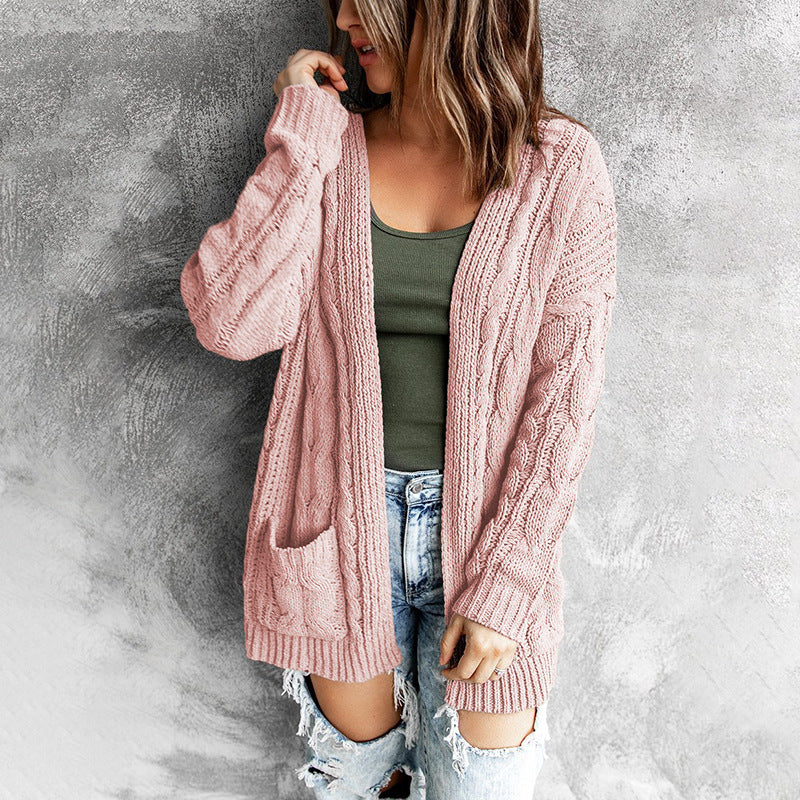 Oversized casual style women's knitted jacket with open front Lune London