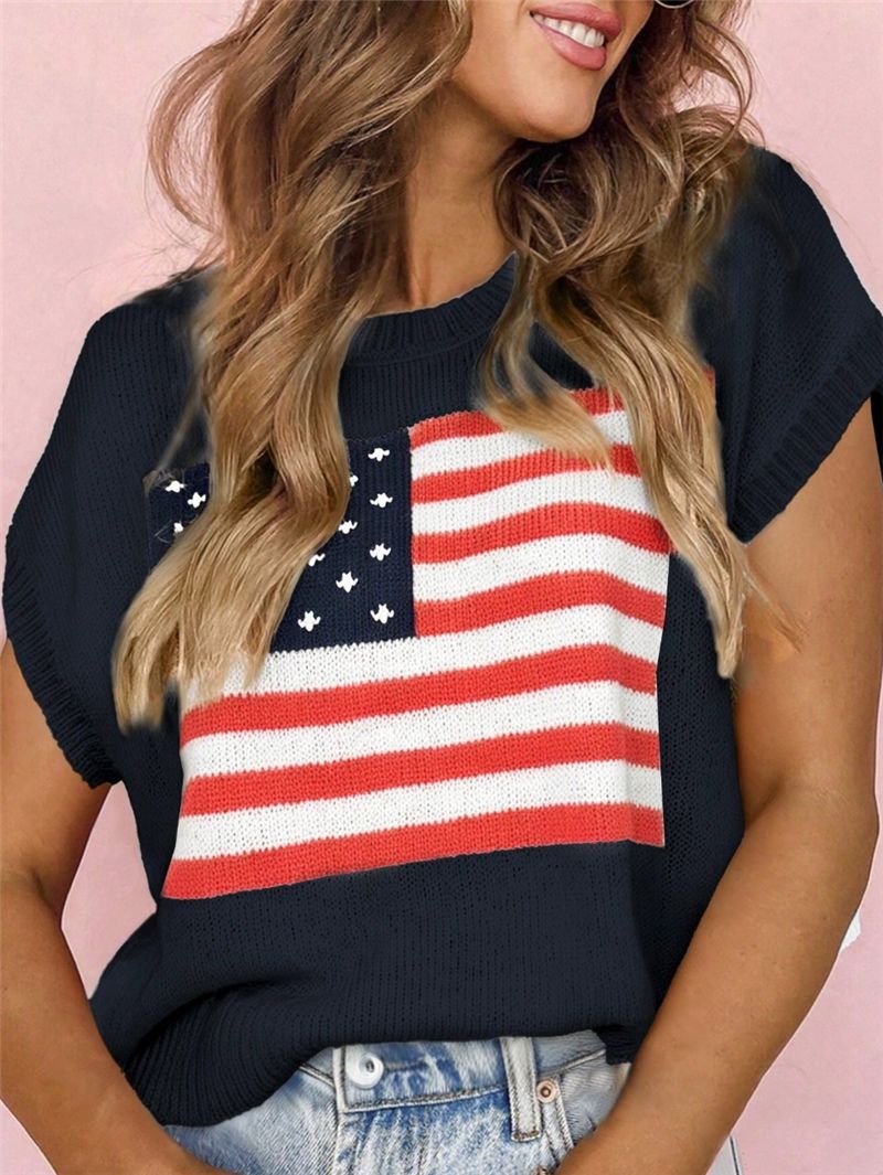 Women's casual knit tank top with flag pattern Lune London