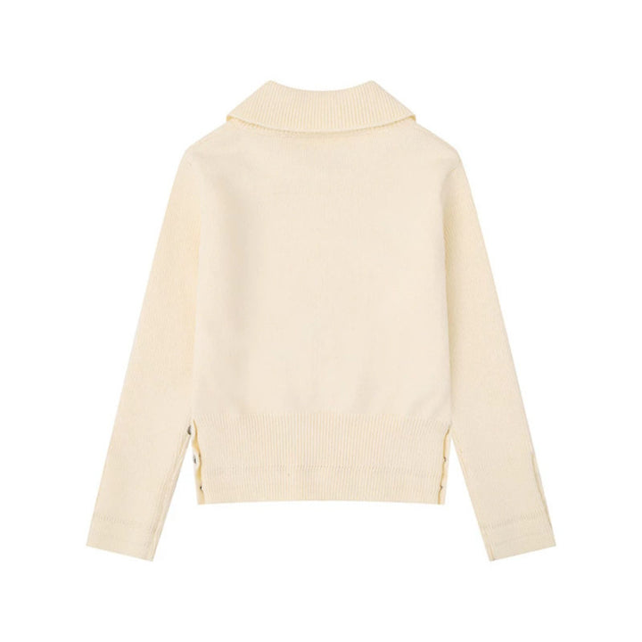 Women's fine knit polo sweater with cable pattern, decorative button trim and tailored fit Amarae