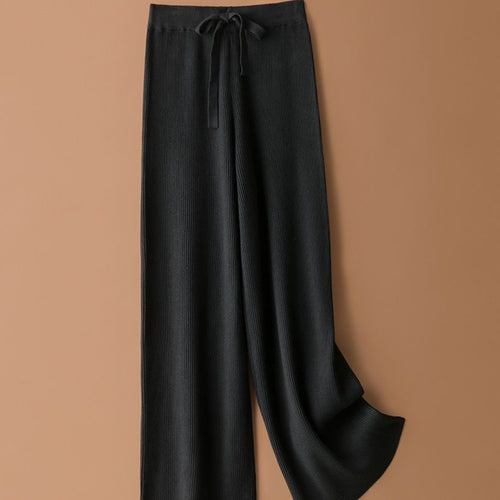 Pantalons Palazzo larges pour femmes avec ceinture à nouer décontractée Chic & Stil