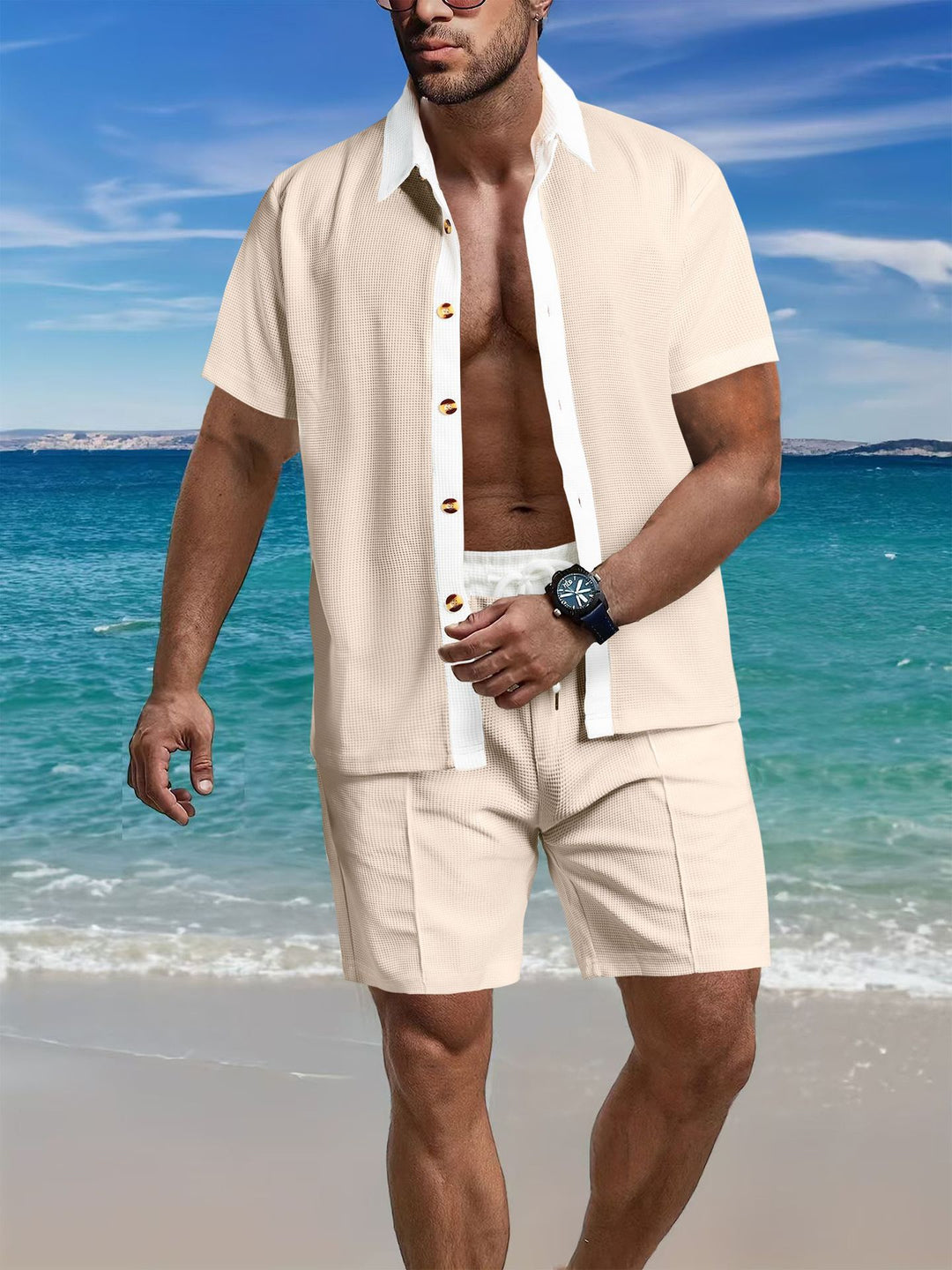 Men's casual short-sleeve shirt and structured design shorts Lune London
