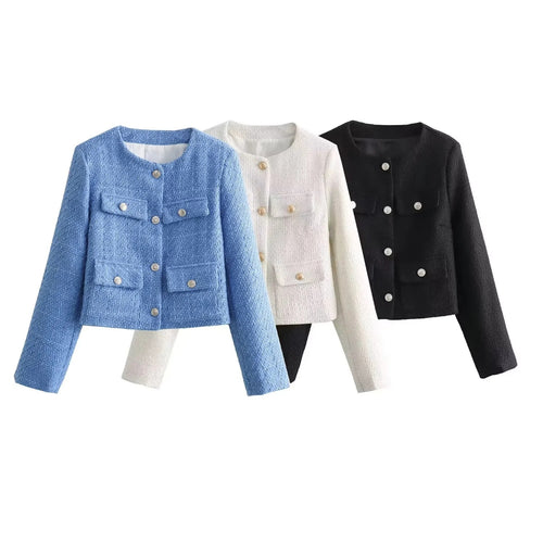 Veste courte tendance pour femmes avec deux poches poitrine pratiques Chic & Stil