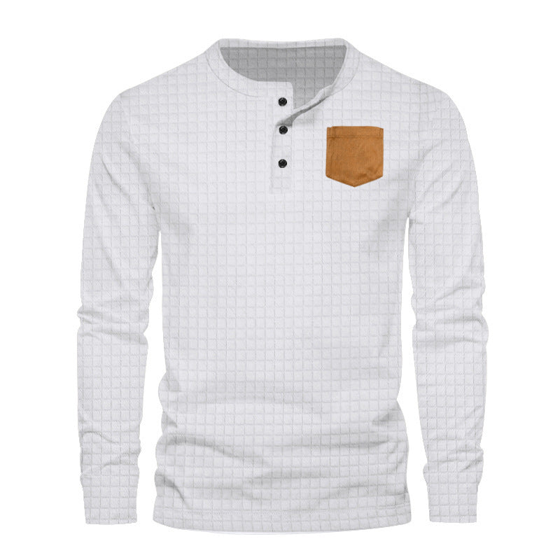Men's long sleeve shirt with textured design and leather application Lune London