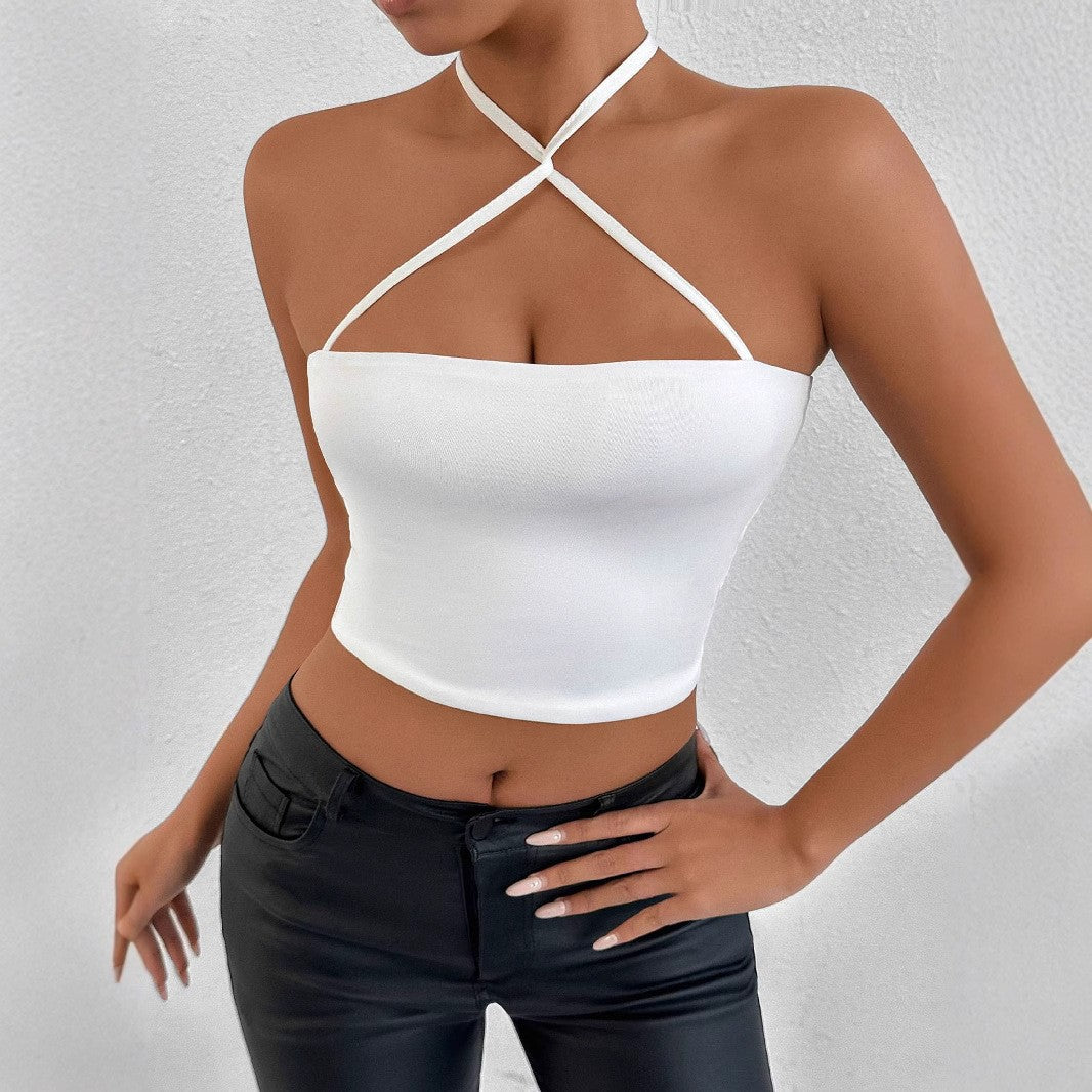 Women's crop top with crossed straps and fitted cut Lune London