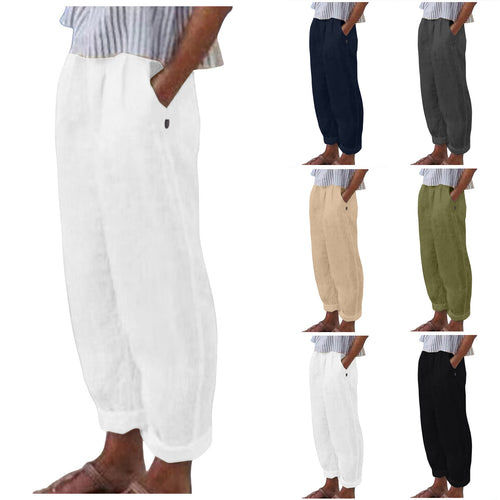 Comfortable linen trousers for women with a relaxed fit and side pockets Amarae