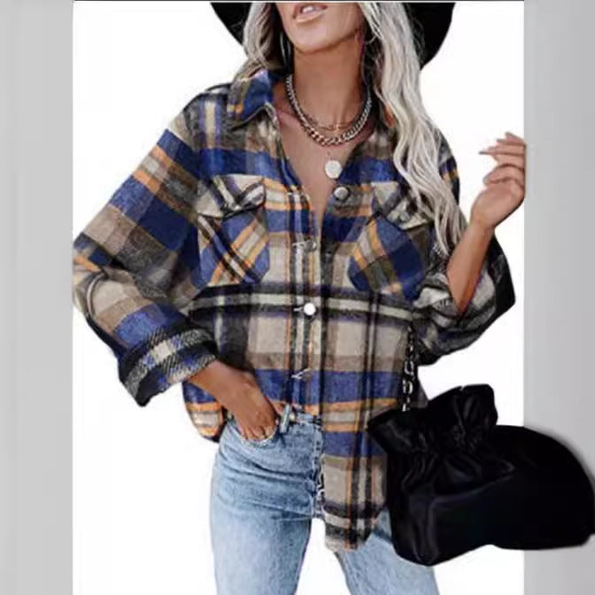 Flannel check shirt for women with practical chest pockets and relaxed fit Lune London