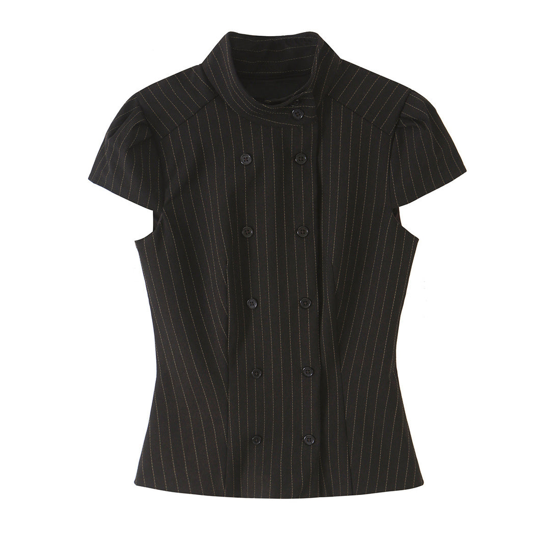 Women's high-waisted straight-cut pinstripe trousers with cropped length Amarae
