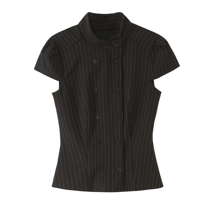 Women's high-waisted straight-cut pinstripe trousers with cropped length Amarae