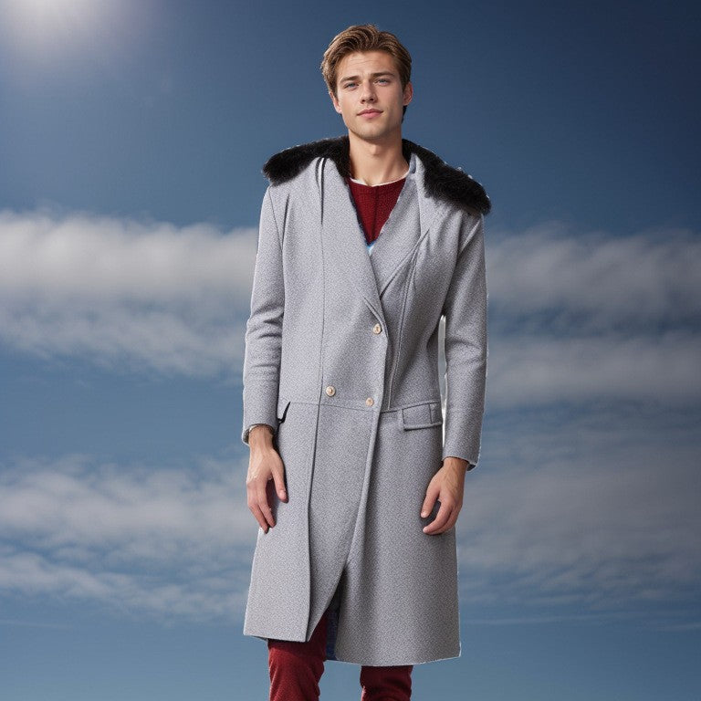 Men's Elegant Wool Jacket with Faux Fur Collar Lune London