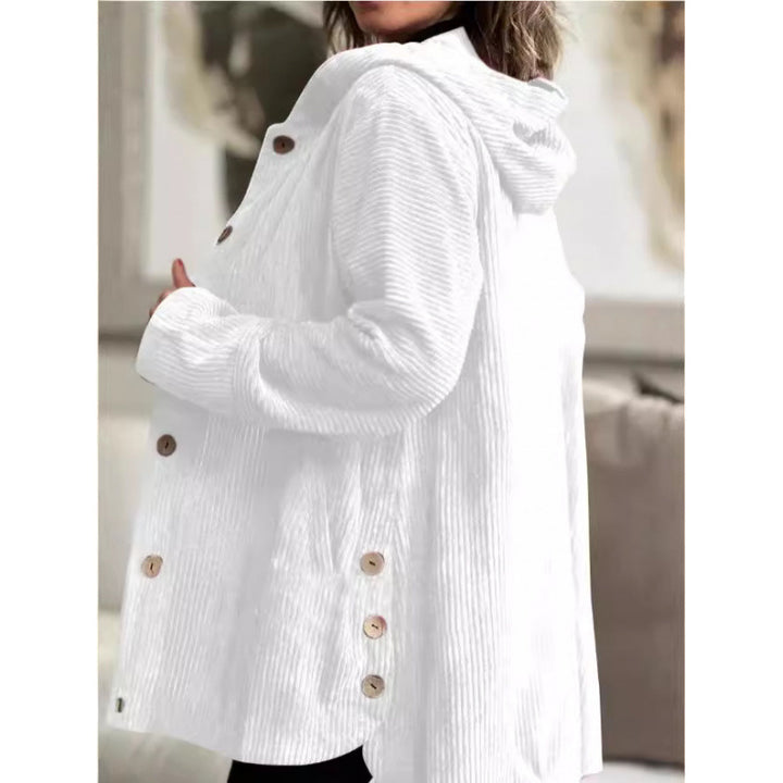 Ladies cozy hooded jacket in fine ribbed fabric Lune London