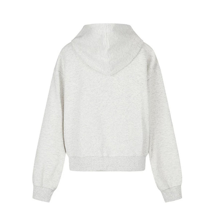 Women's Hooded Sweat Jacket in Retro Sports Style with Used Front Print and Kangaroo Pockets Amarae