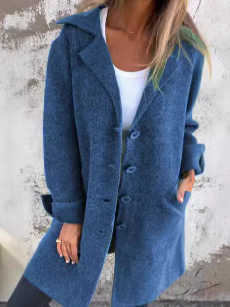 Lune London women's fluffy wool coat with large buttons